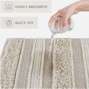 INK+IVYAsher Global Inspired Boho Handwoven Texture Stripe Bath Rug, Natural NWT